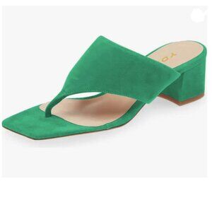 YDN Green Block Heel Sandals for Women